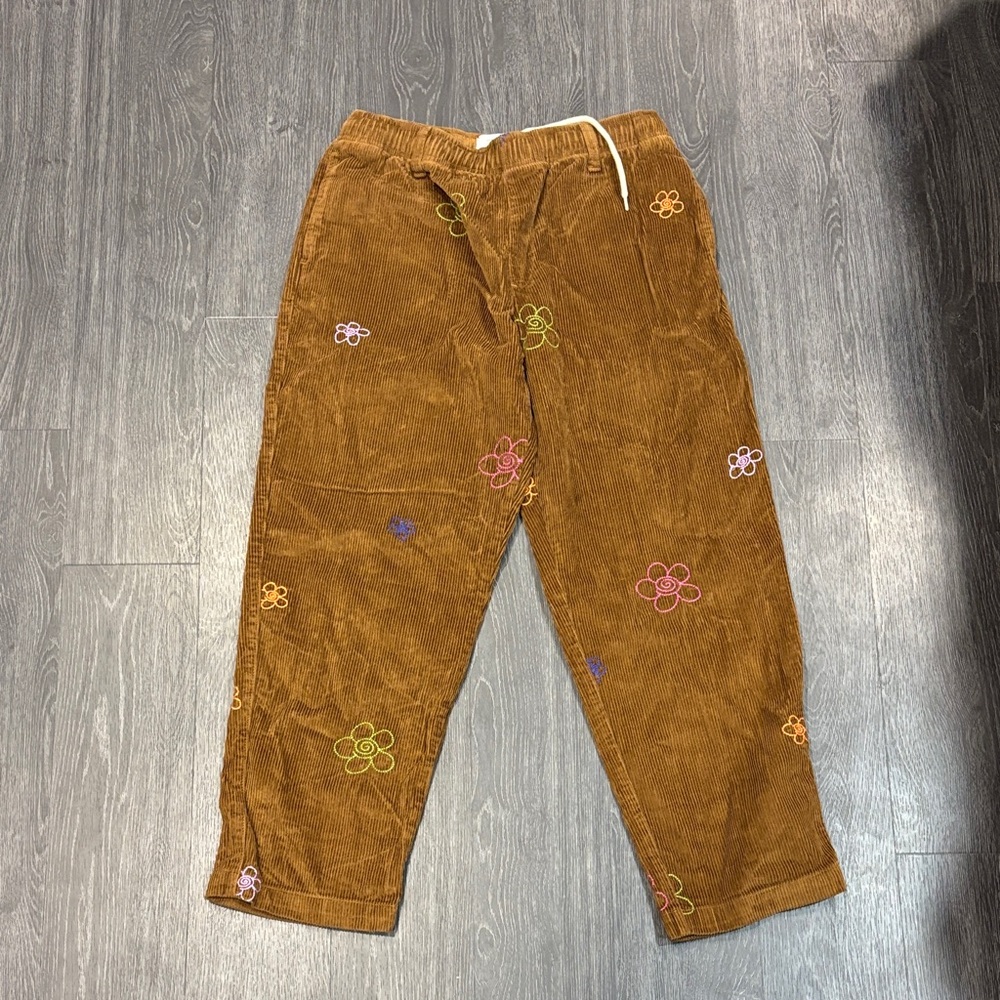 Urban Outfitters Brown Corduroy Kids Joggers with Floral Design